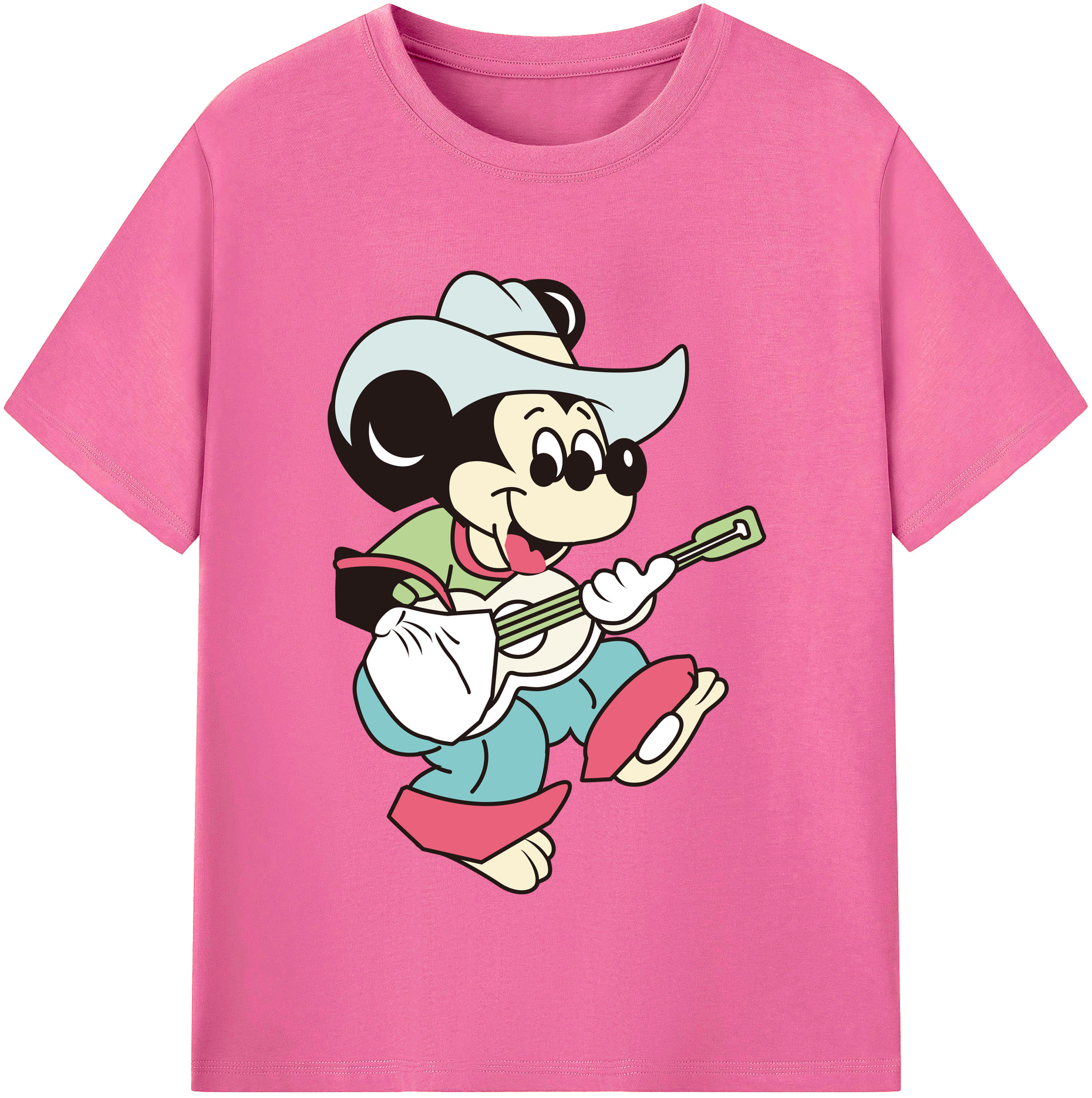 （画像用） ミッキーマウス Mickey Mouse レディースカジュアルプリントTシャツ（綿100％）